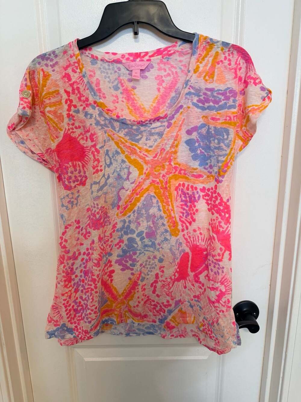 Lilly Pulitzer Inara Linen Top Size XS Starfish